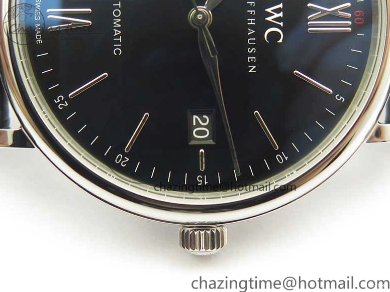 MIROTIME 0210 Durable Portofino Automatic SS MKF 1:1 Best Edition Black Dial On Black Leather Strap MIYOTA 9015 V 7202